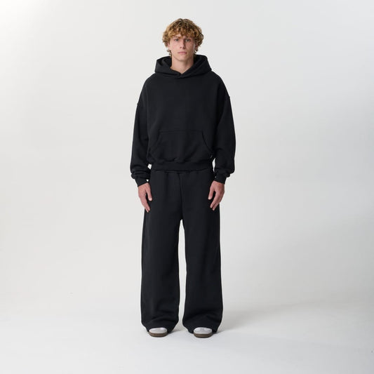 Jet Black Oversized Hoodie Bareline