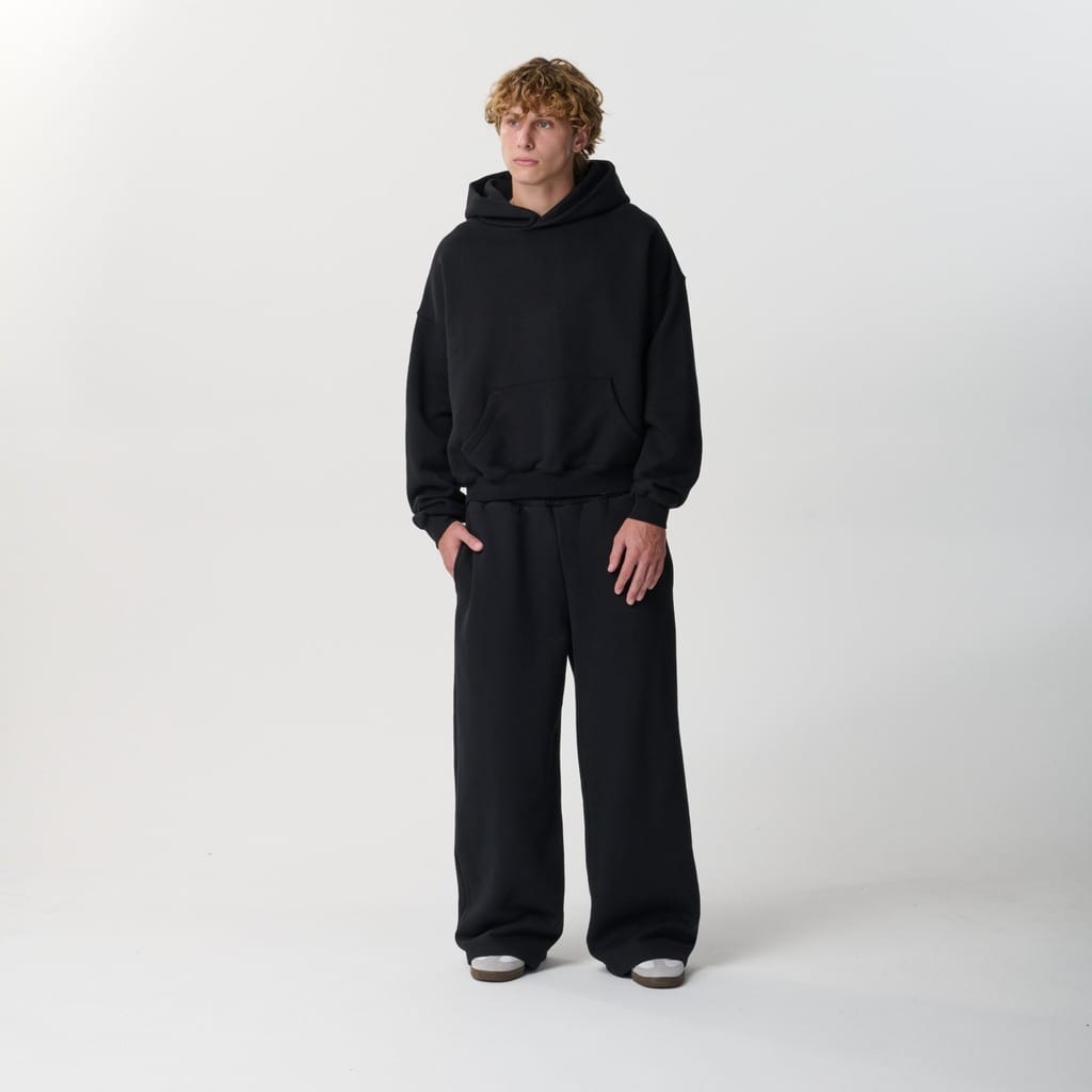 Jet Black Oversized Hoodie Bareline