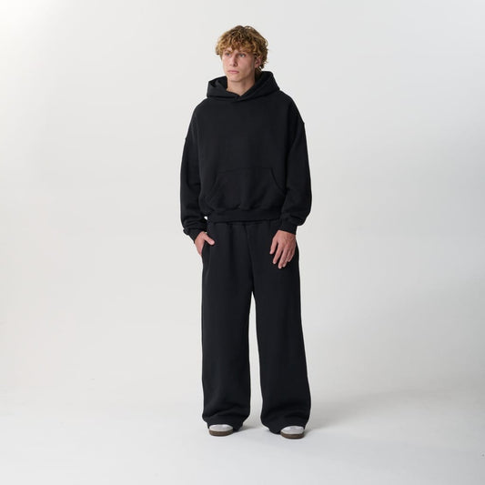 Jet Black Oversized Hoodie Bareline