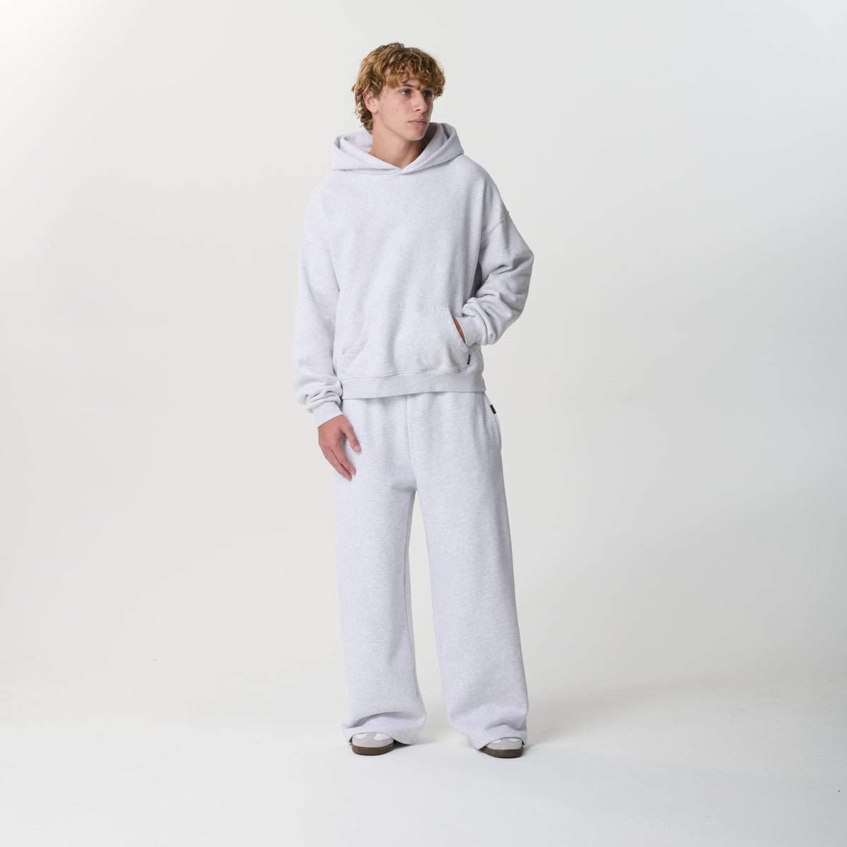 Cloud Grey Crop Hoodie Bareline