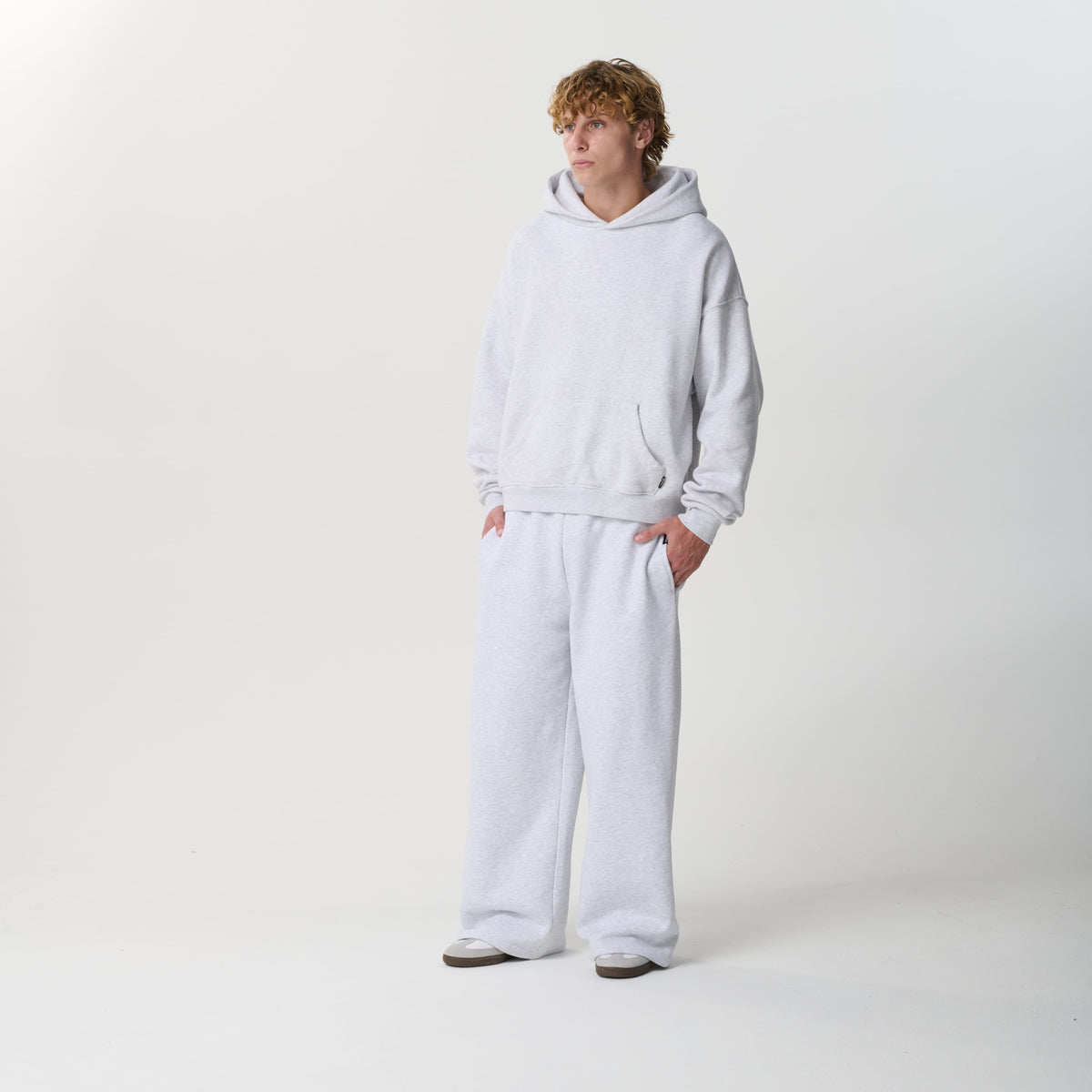 Cloud Grey Crop Hoodie Bareline
