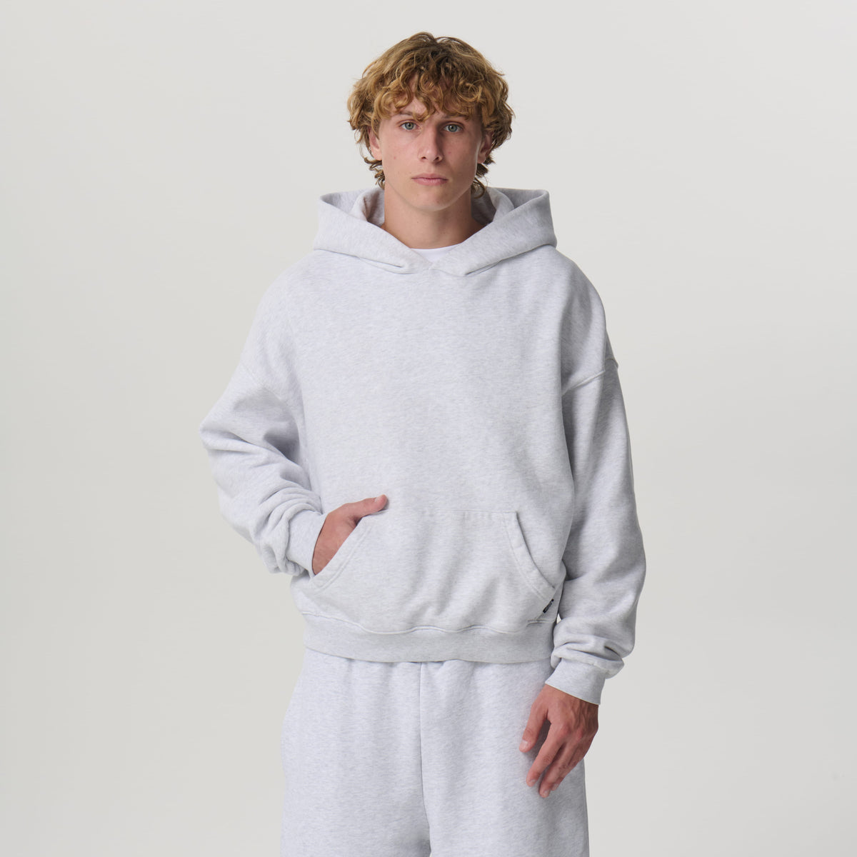 Cloud Grey Crop Hoodie Bareline