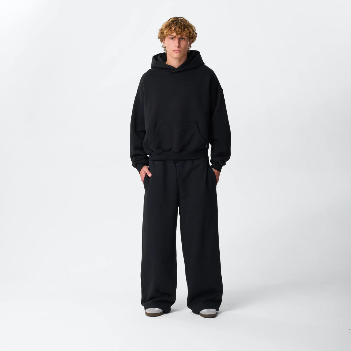 Jet Black Crop Hoodie Bareline