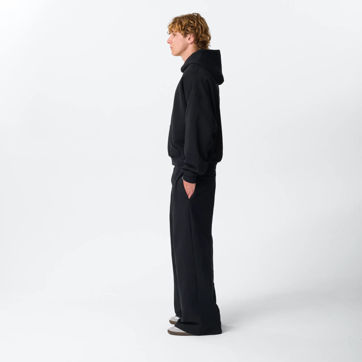 Jet Black Crop Hoodie Bareline