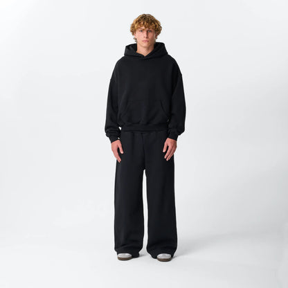 Jet Black Crop Hoodie Bareline
