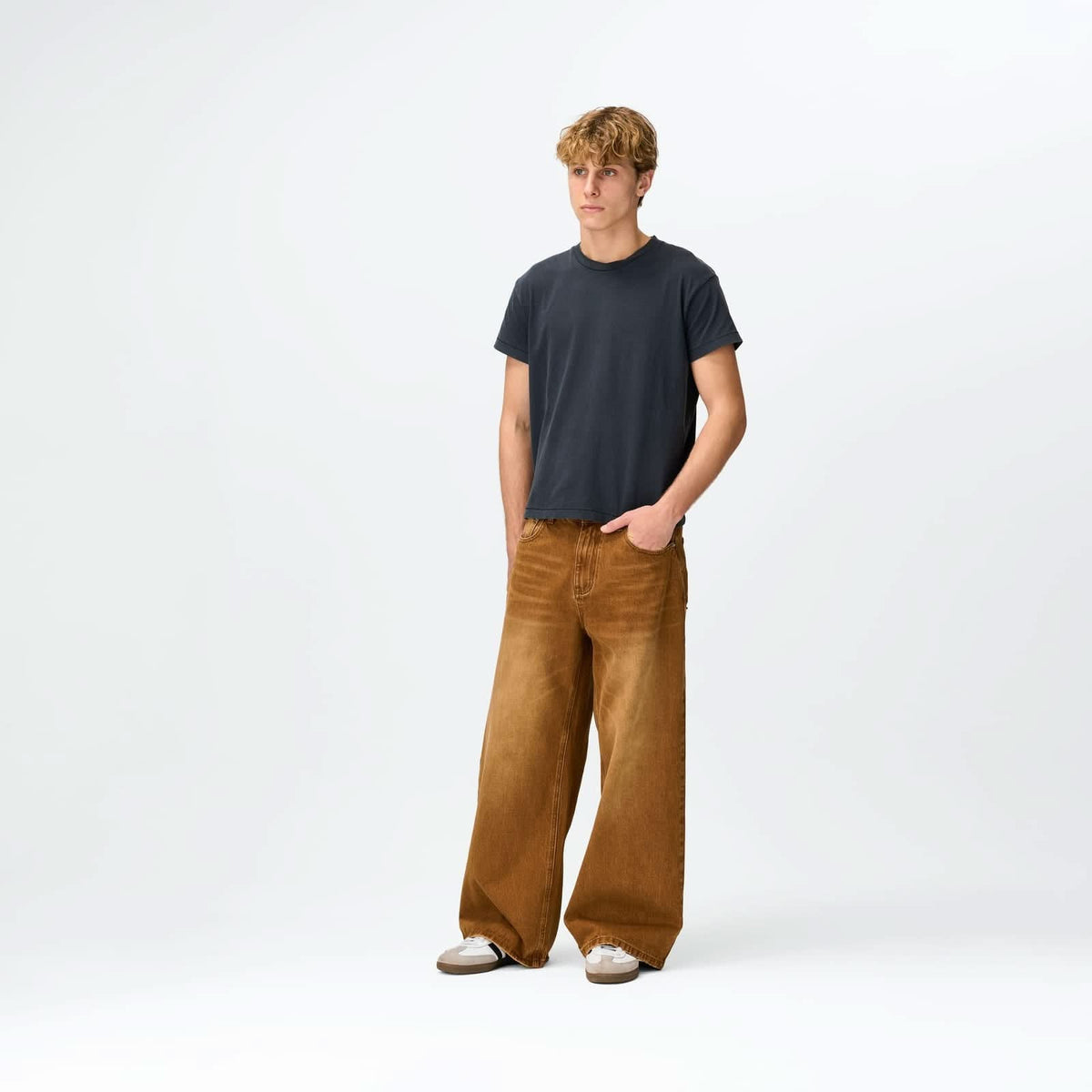 Brown Wash Denim Bareline