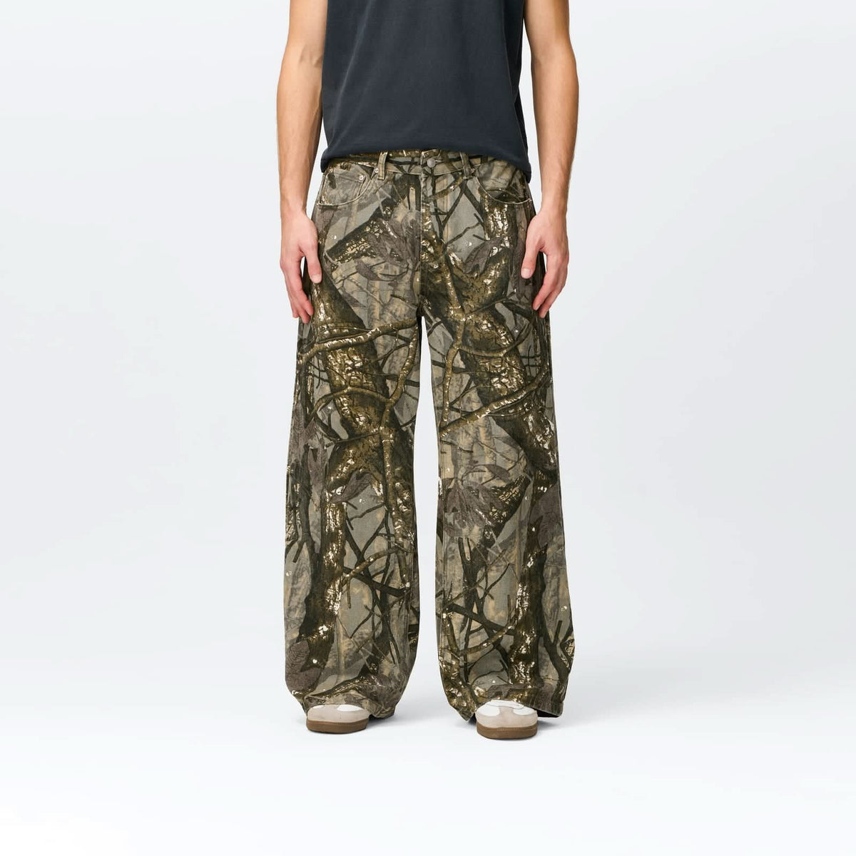 Woodland Camo Denim Bareline
