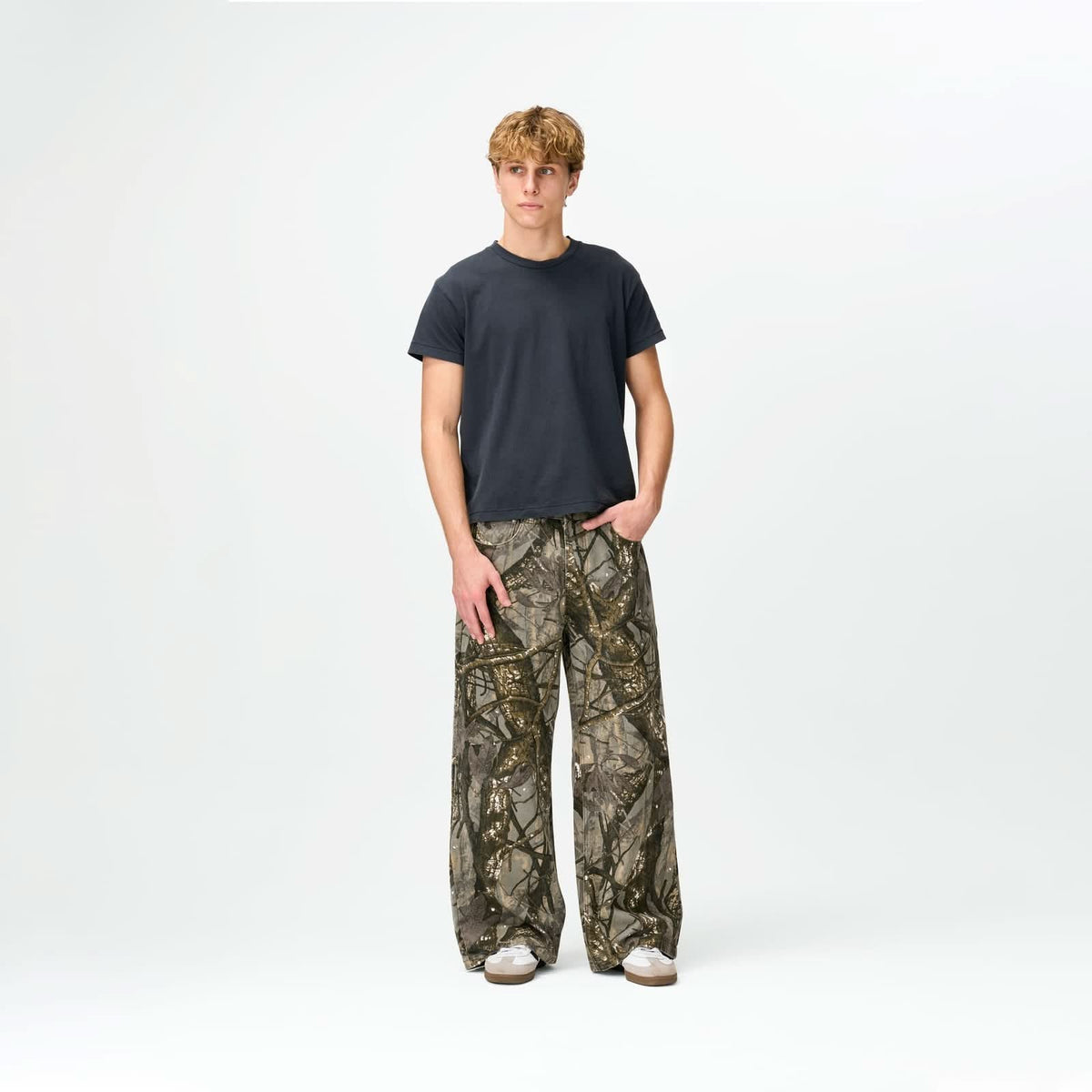Woodland Camo Denim Bareline