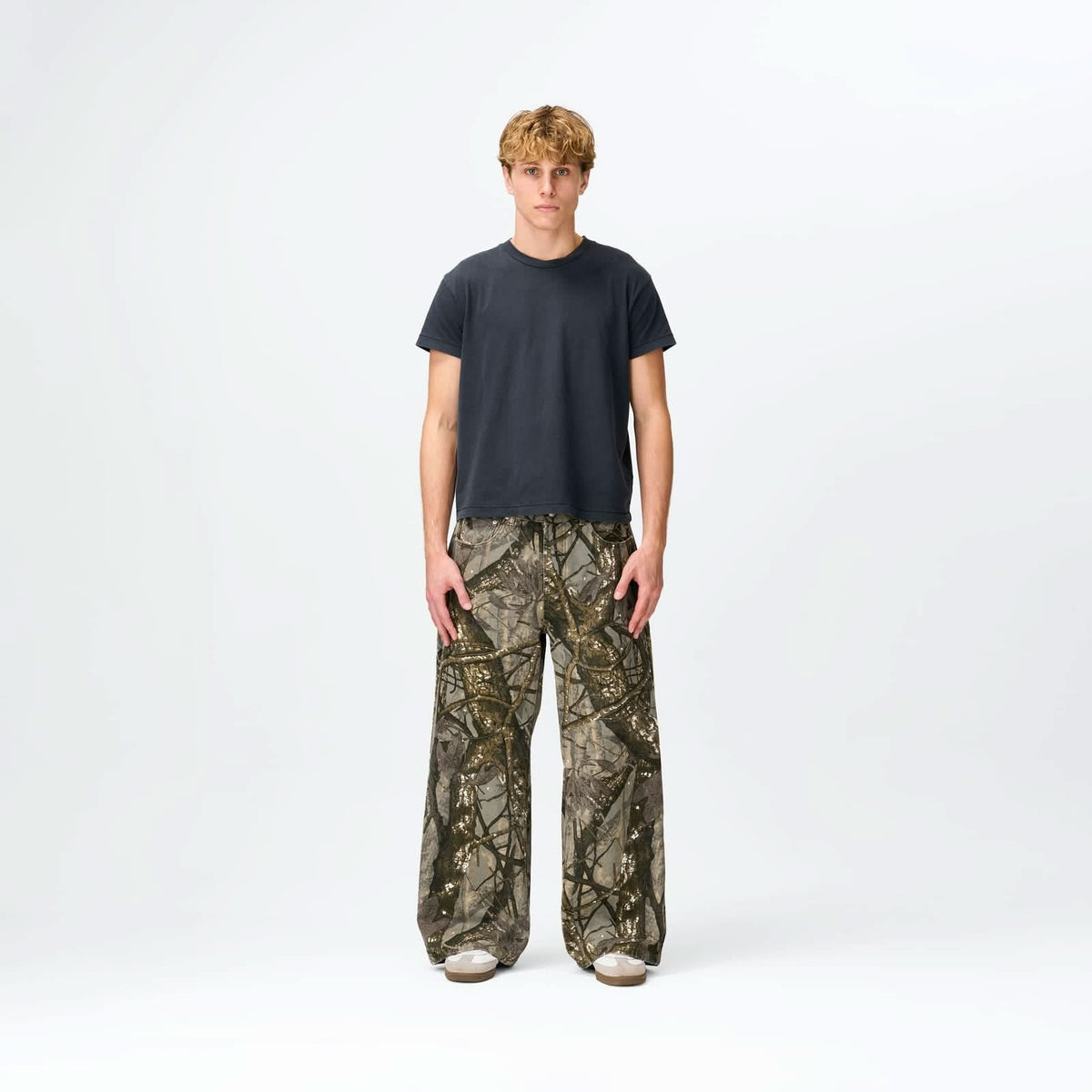 Woodland Camo Denim Bareline