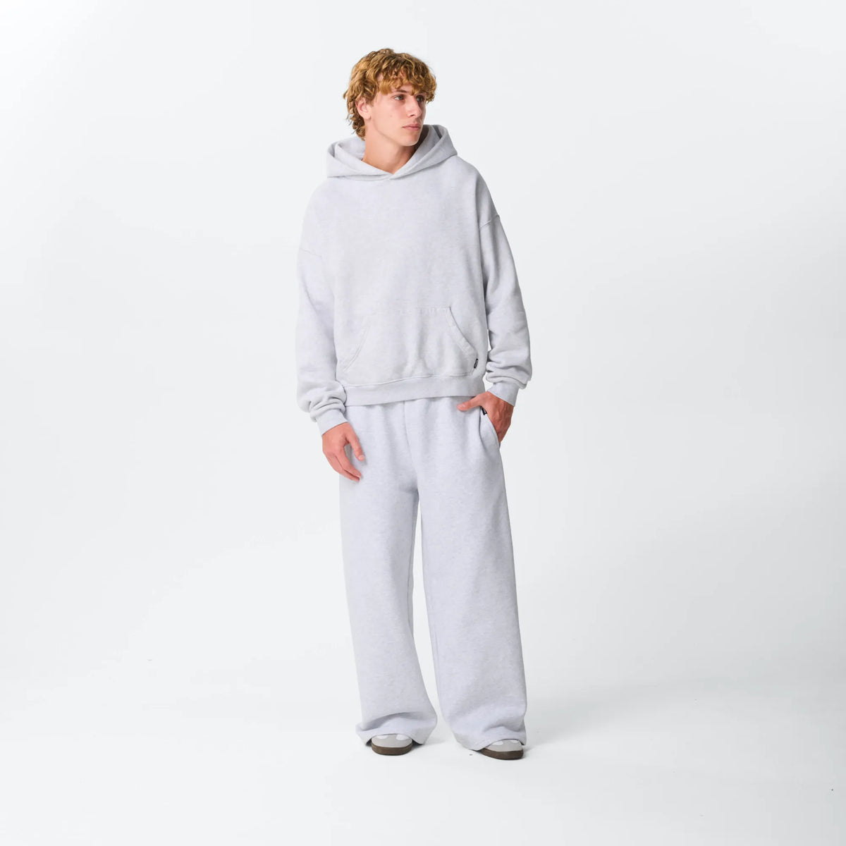 Cloud Grey Crop Hoodie Bareline