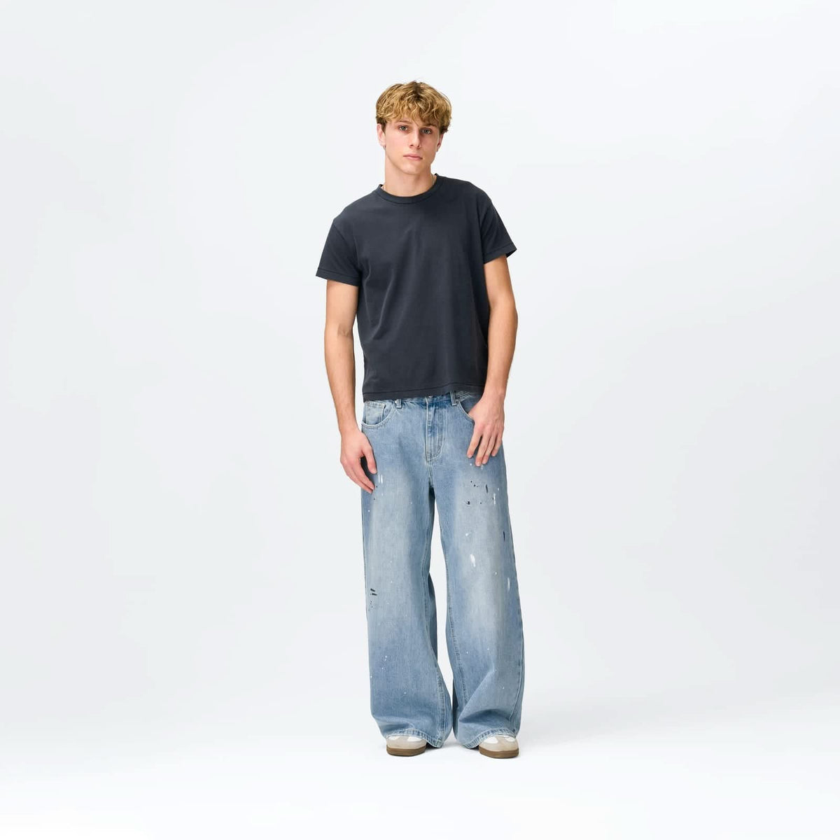 Paint Splatter Denim Bareline
