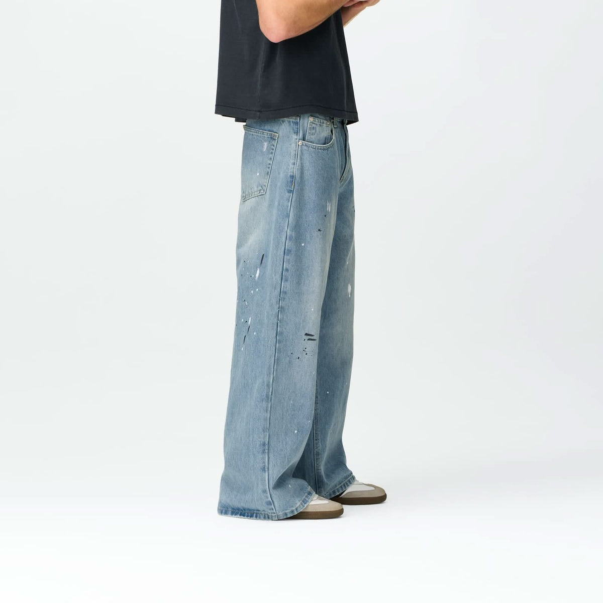Paint Splatter Denim Bareline
