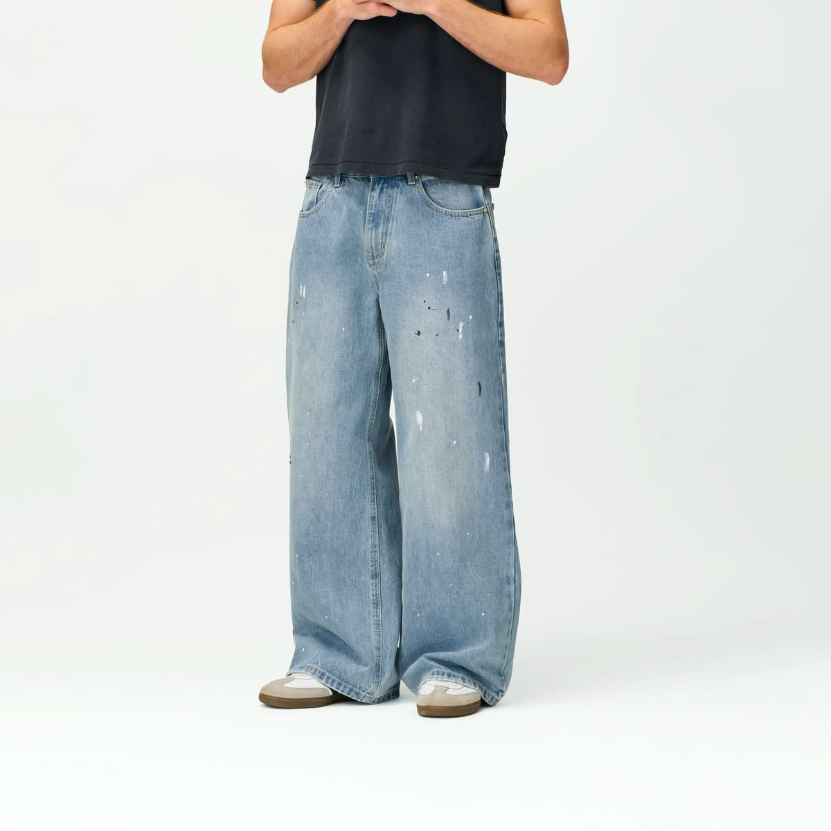 Paint Splatter Denim Bareline