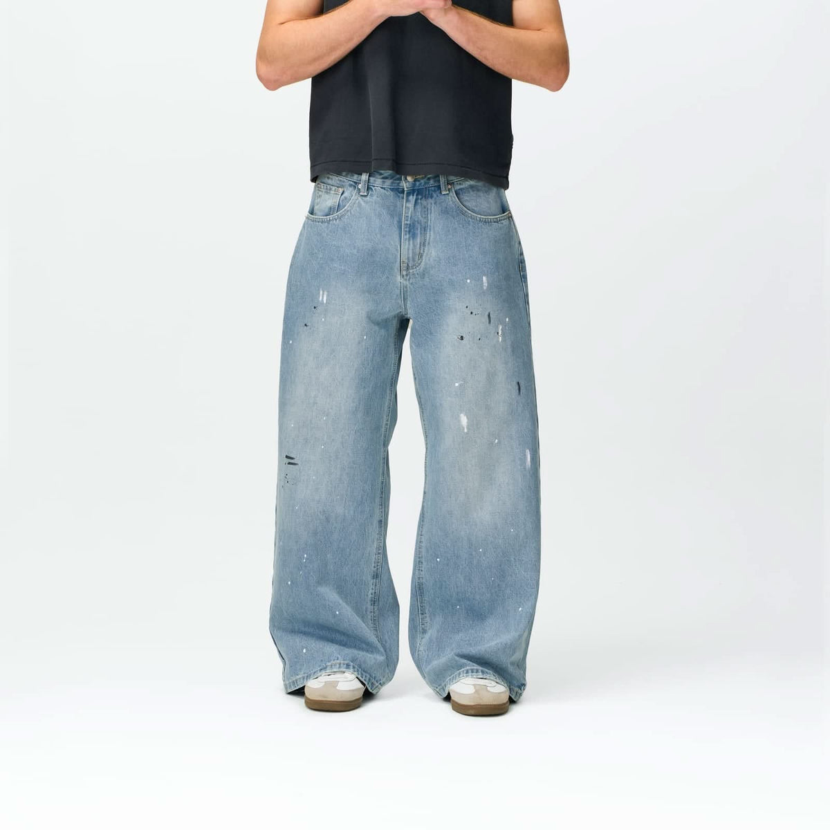 Paint Splatter Denim Bareline
