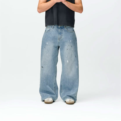 Paint Splatter Denim Bareline