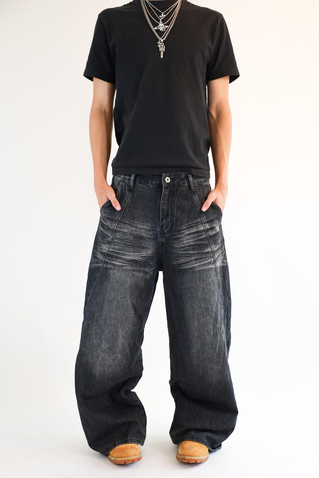 Distressed Stone Wash Denim