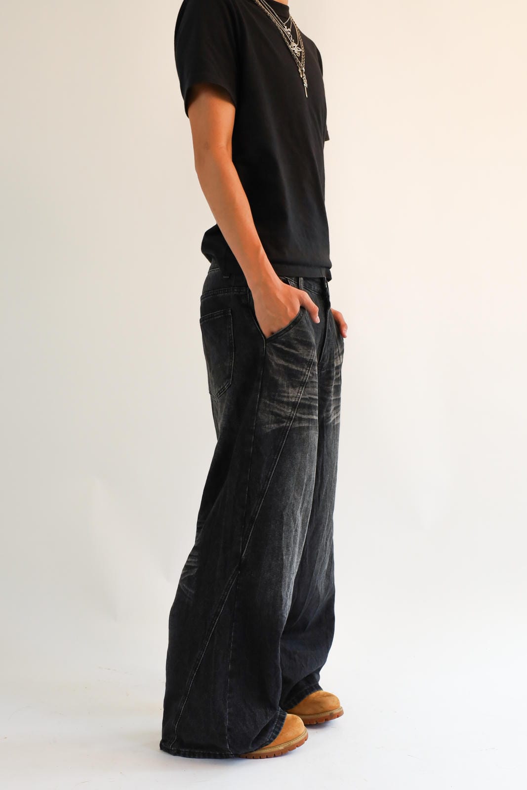 Distressed Stone Wash Denim