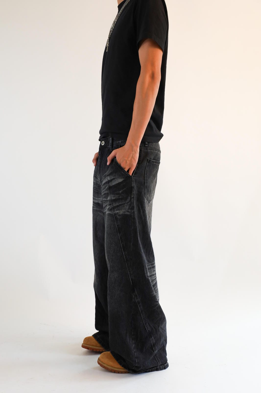 Distressed Stone Wash Denim